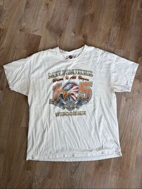 Harley-Davidson White Milwaukee 105 Eagle Graphic Tee